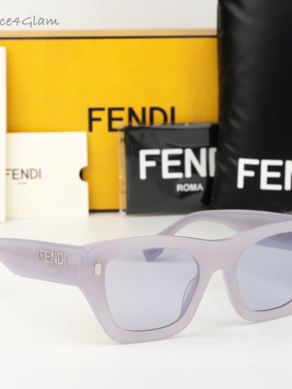Fendi Women Sunglasses Shiny Violet Lilac Square FE40100I 81Y NEW AUTHENTIC